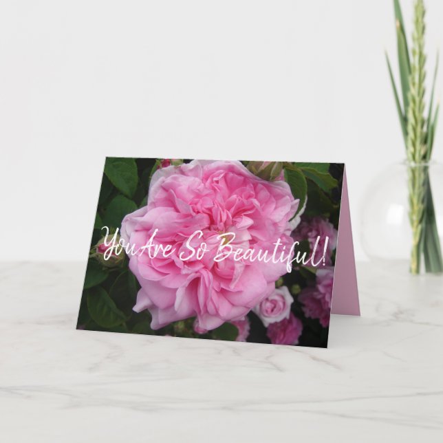 Carte d'anniversaire rose Vintage Fleurs florales  (Devant)