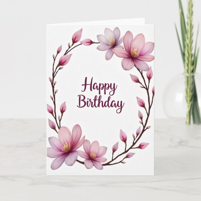 Carte d'anniversaire rose violet (Devant)