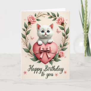 Carte d'anniversaire Roses Chatons Mignonne