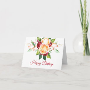 Carte d'anniversaire Roses et baies d'aquarelle
