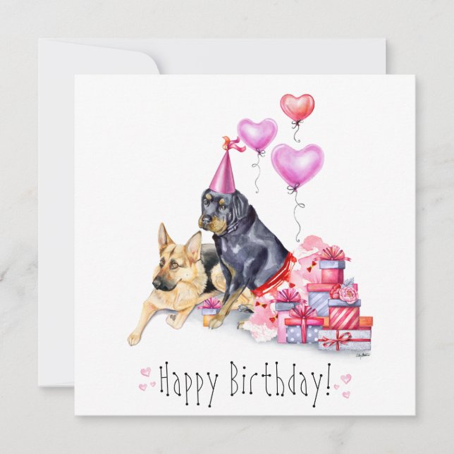 Carte d'anniversaire Rottweiler & allemand Shepard (Devant)