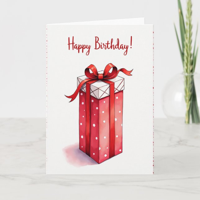 Carte d'anniversaire rouge à pois (Devant)