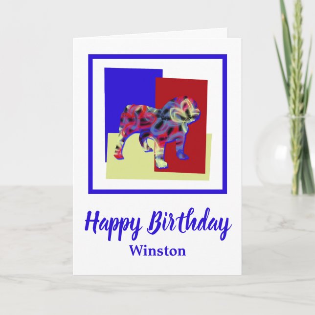 Carte d'Anniversaire Rouge Bleu Rouge (Devant)