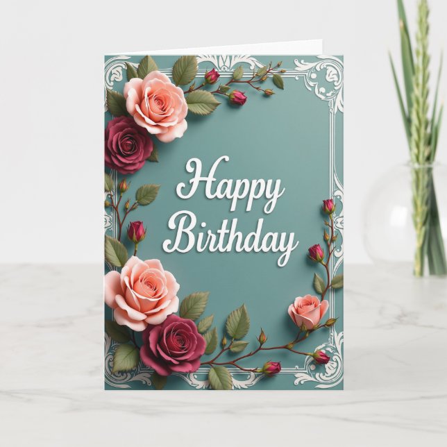 Carte d'anniversaire Rouge Cerise Pêche (Devant)