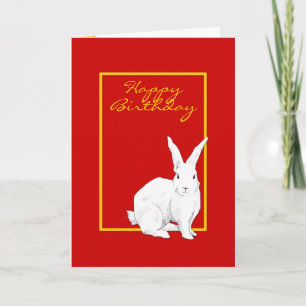 Carte d'anniversaire rouge lapin