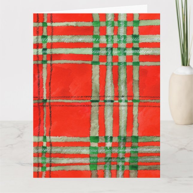 CARTE D'ANNIVERSAIRE ROUGE SCOTT TARTAN (Devant)