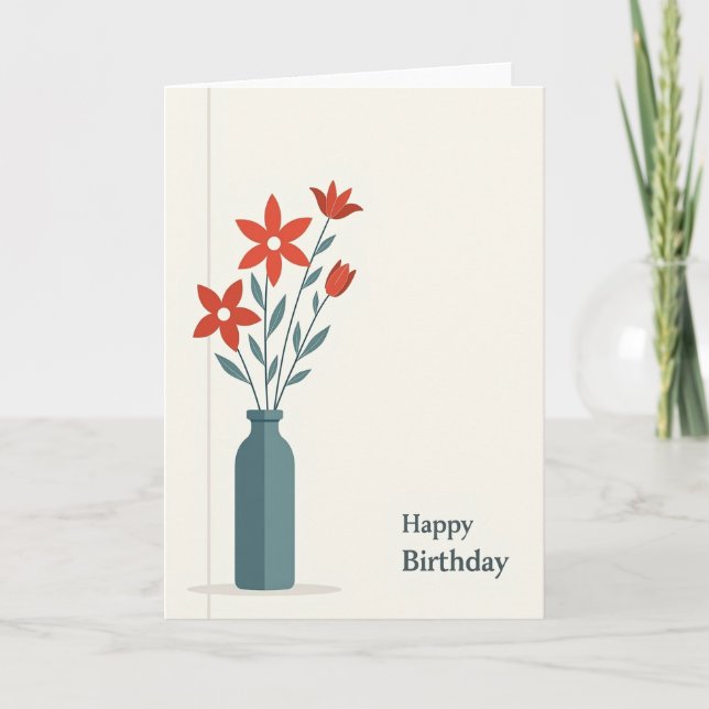 Carte d'anniversaire rouge stylisée (Devant)