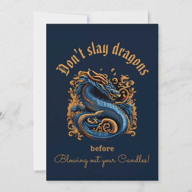 Carte d'anniversaire Royal Blue Dragon (Devant)