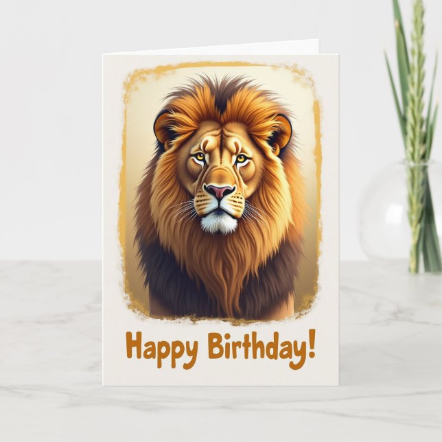 Carte d'anniversaire royale lion (Devant)