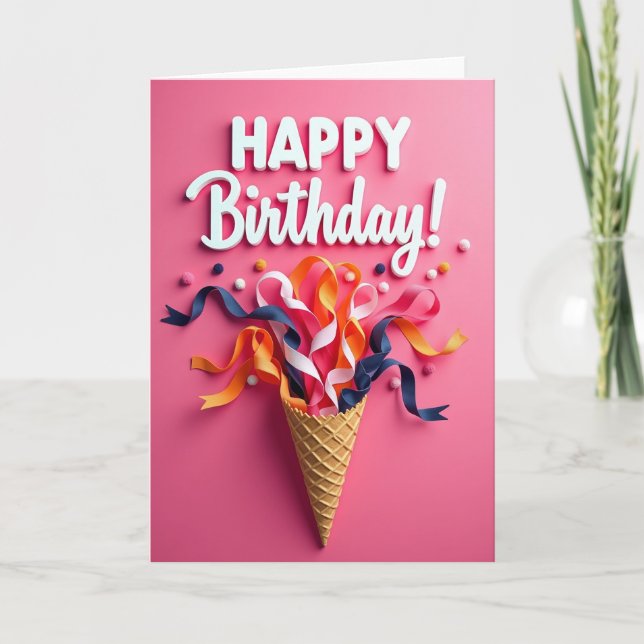 Carte d'anniversaire Ruban Joie (Devant)