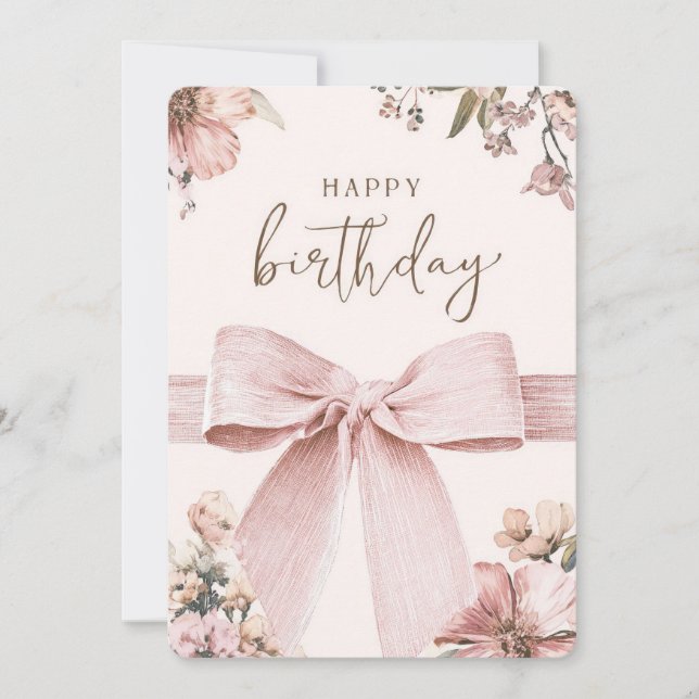 Carte d'anniversaire Ruban Rose (Devant)