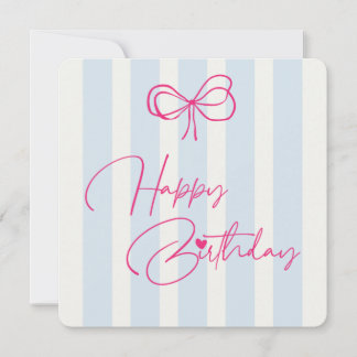 Carte d'anniversaire Ruban Rose Rayures