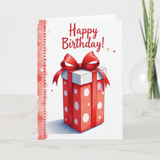 Carte d'anniversaire Ruban Rouge (Devant)