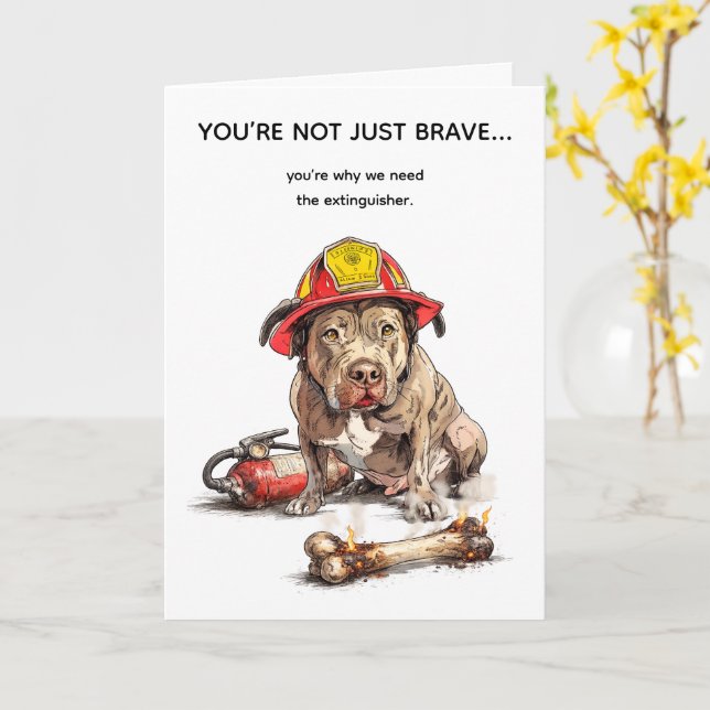 Carte d'anniversaire rude de pompier avec blague d (Fleur jaune)