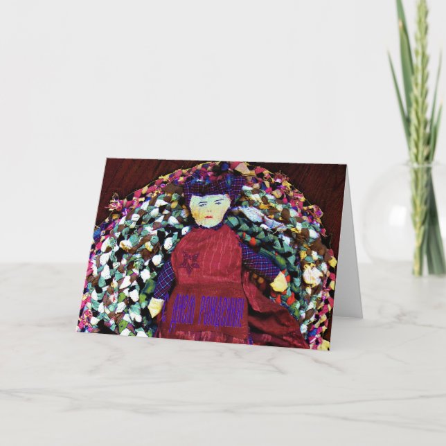 Carte d'anniversaire russe avec poupée en sac (Devant)