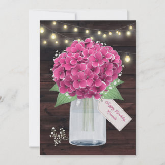 Carte d'anniversaire rustique florale rose pour sœ