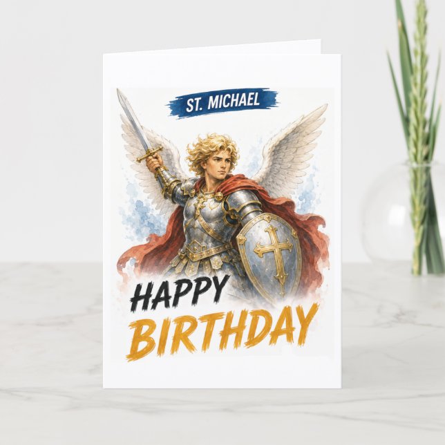 Carte d'anniversaire Saint Michel (Devant)