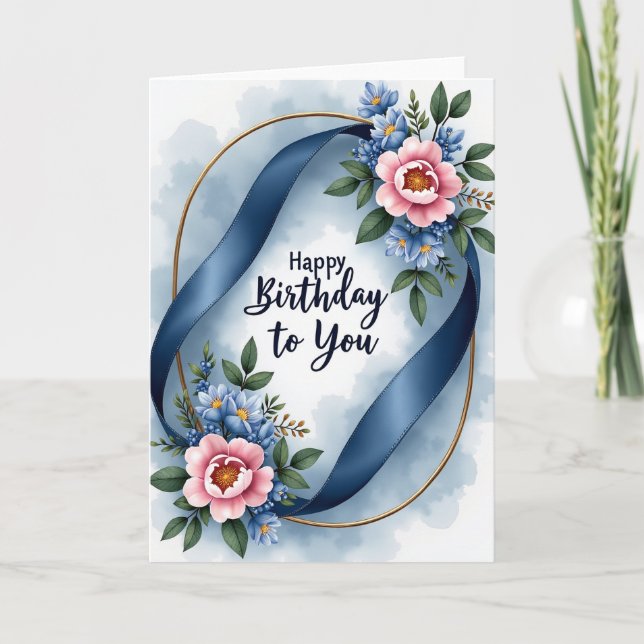 Carte d'anniversaire Sapphire Bloom (Devant)
