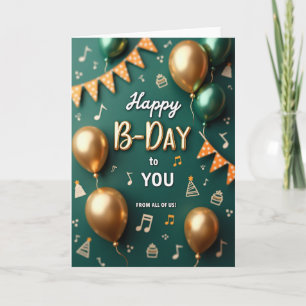 Carte d'anniversaire sarcelle dorée