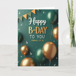 Carte d'anniversaire sarcelle or