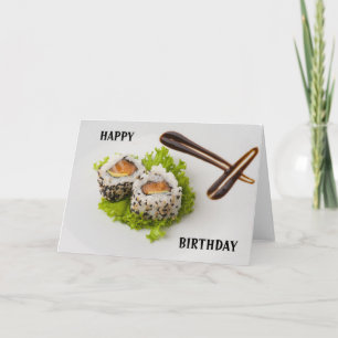 Carte d'anniversaire saumon Sushi Rolls