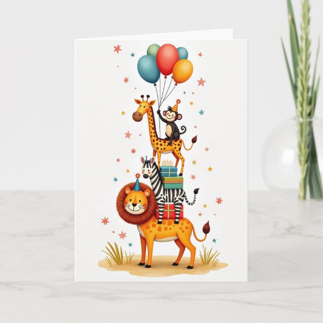 Carte d'anniversaire Savane Empilée (Devant)