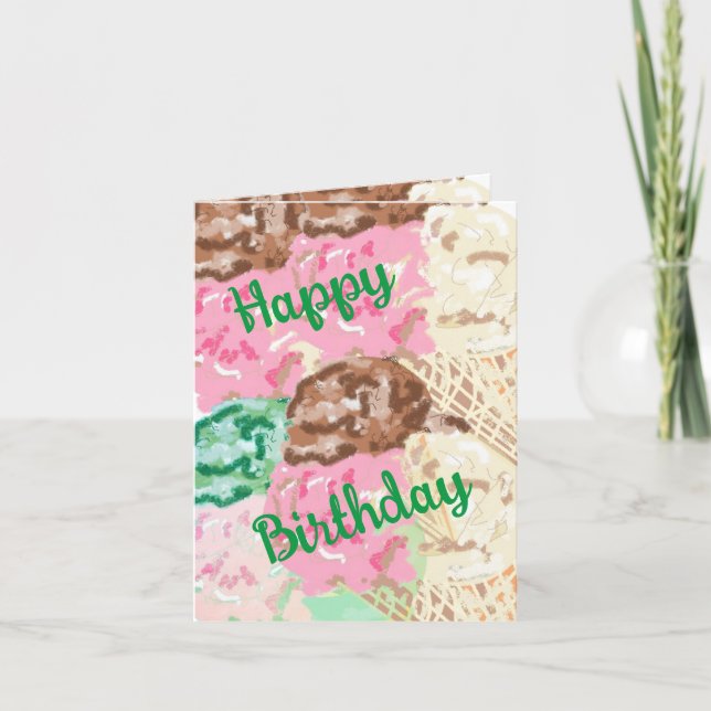 Carte d'anniversaire : Saveurs de crème glacée (Devant)