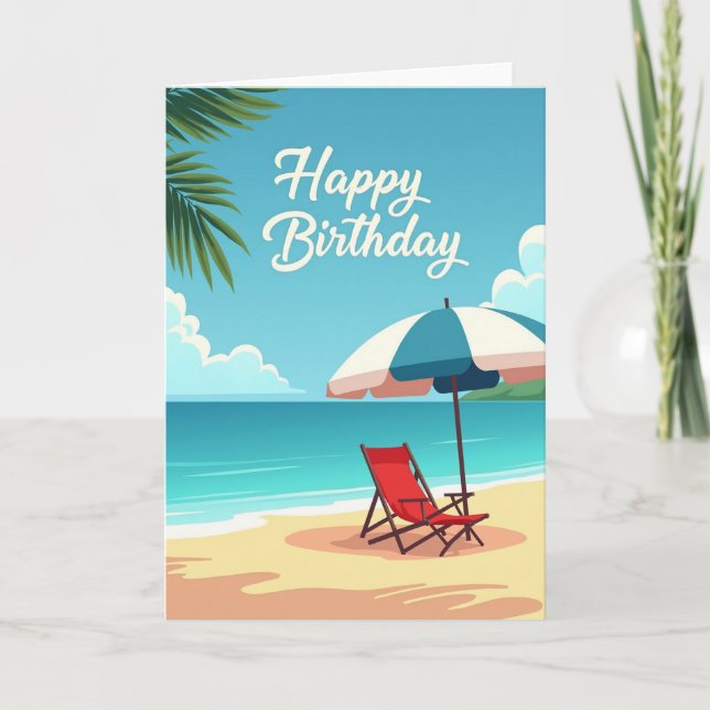 Carte d'anniversaire Scène de plage (Devant)