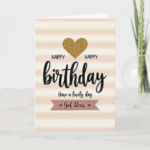 Carte d'anniversaire scintillante dorée