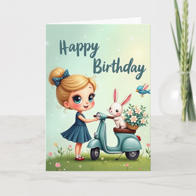 Carte d'anniversaire scooter sucré (Devant)