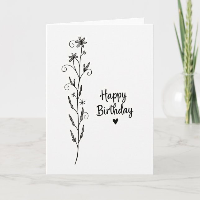 Carte d'anniversaire Script Bloom (Devant)