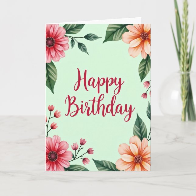 Carte d'anniversaire Script Blossom (Devant)