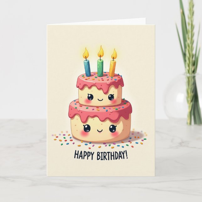Carte d'anniversaire sculptée douce (Devant)