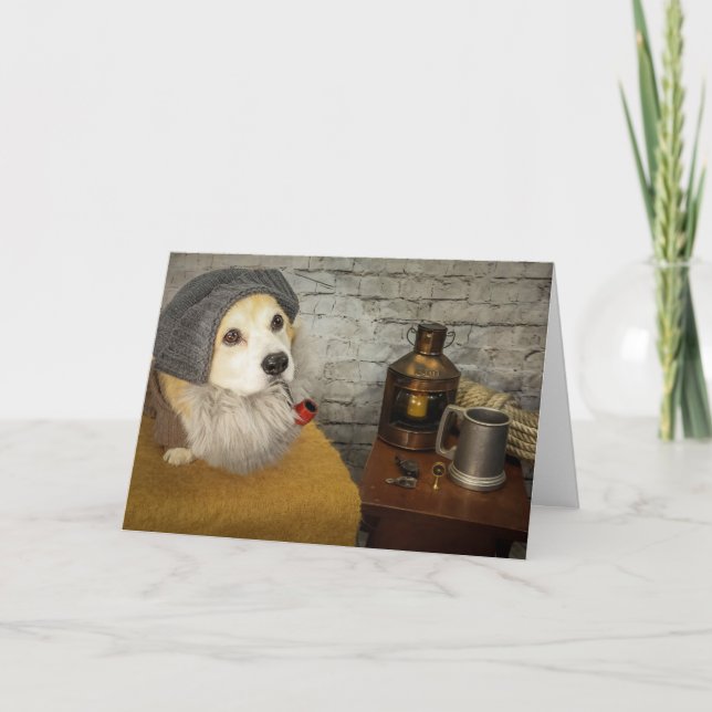 Carte d'anniversaire Sea Chanty Corgi (Devant)