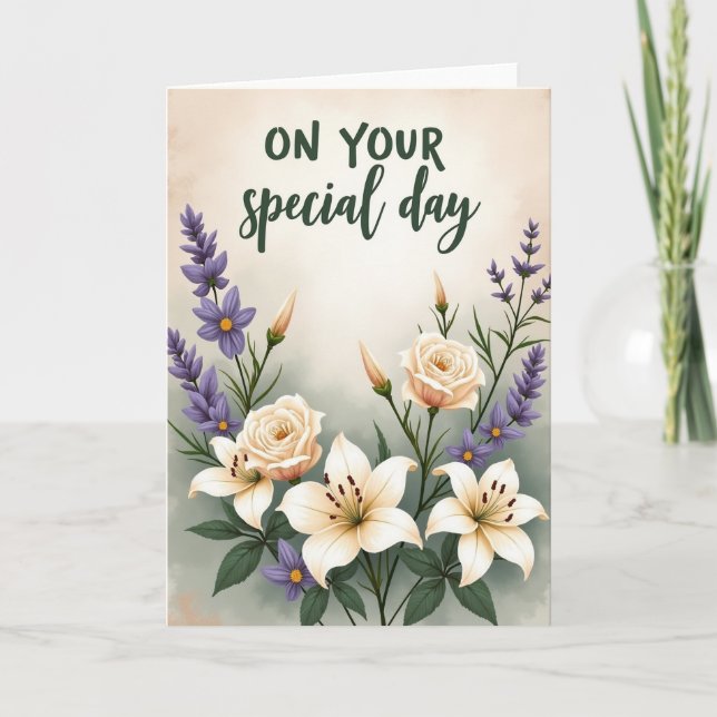 Carte d'anniversaire Serene Lily (Devant)