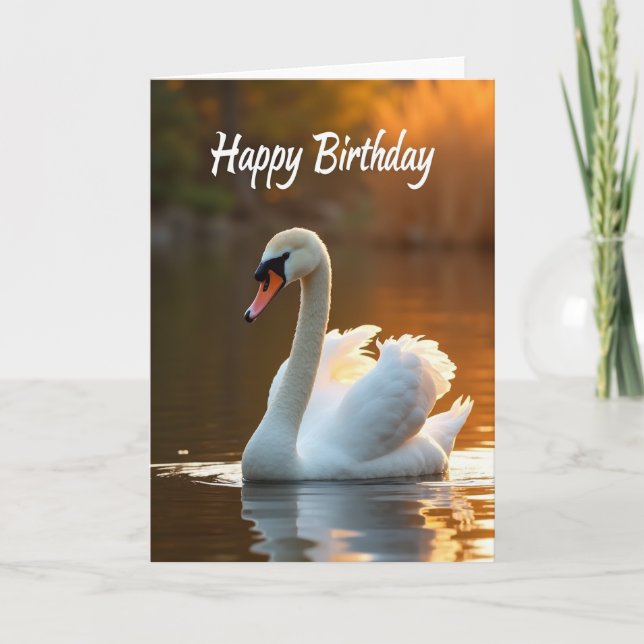 Carte d'anniversaire Sérénité du cygne (Devant)