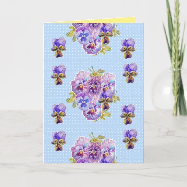 Carte d'anniversaire Shabby Chic Blue Pansy Floral (Devant)