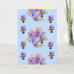 Carte d'anniversaire Shabby Chic Blue Pansy Floral