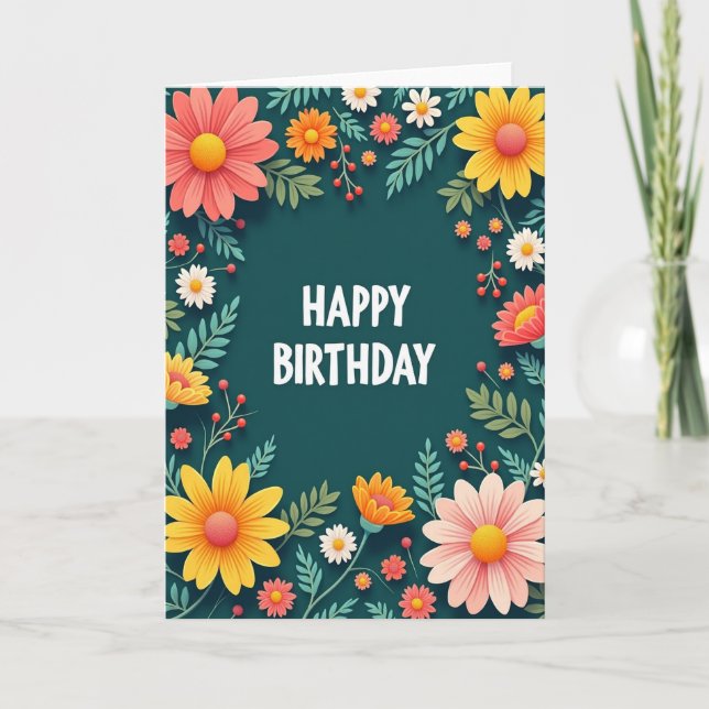 Carte d'anniversaire Shaded Blossom (Devant)