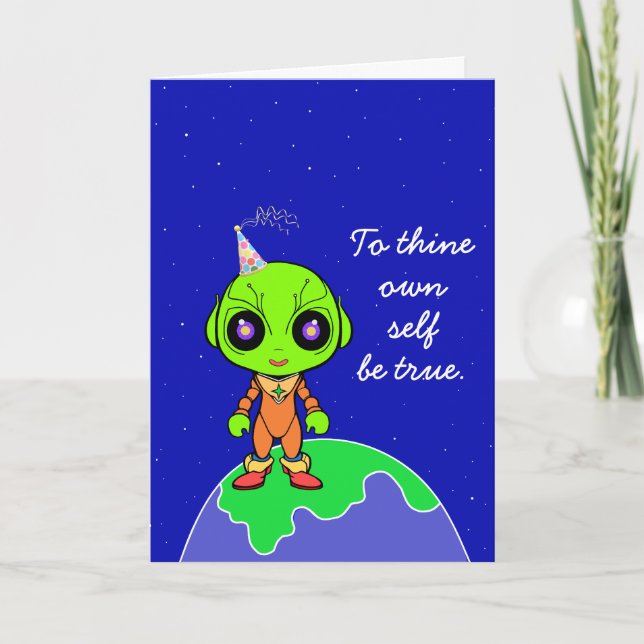 Carte d'anniversaire shakespearienne avec alien pa (Devant)