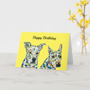 Carte d'anniversaire Shephard Shar pei & Pitbull L