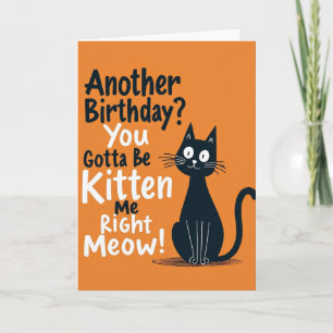 Carte d'anniversaire silhouette de chat ludique