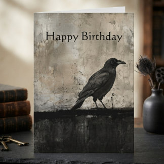 Carte d'anniversaire silhouette de corbeau gothiqu