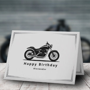 Carte d'anniversaire silhouette de moto noire élég