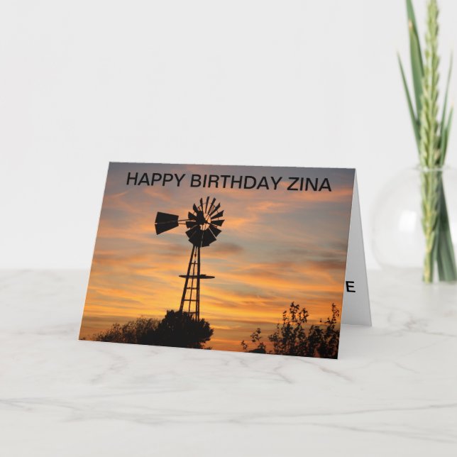 Carte d'anniversaire silhouette de moulin à vent V (Devant)