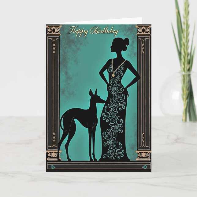 Carte d'anniversaire silhouette sarcelle (Devant)