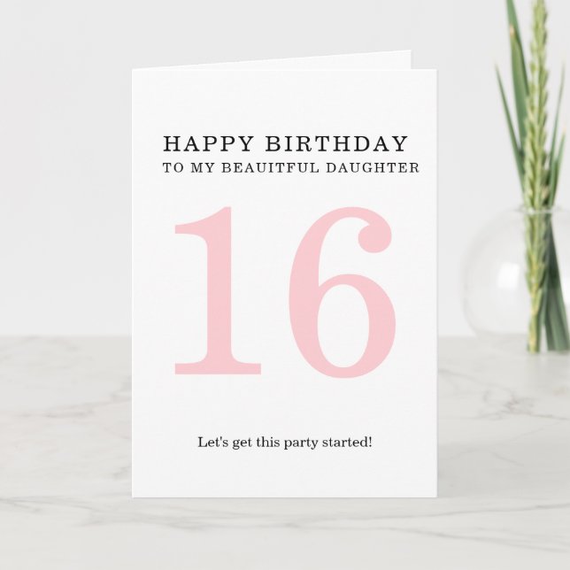carte d'anniversaire simple 16 ans. (Devant)