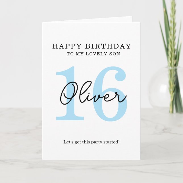 Carte d'anniversaire simple 16 ans. (Devant)