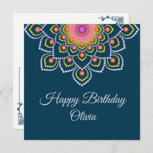 Carte d'anniversaire simple et colorée Mandala