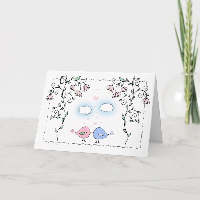 Carte d'anniversaire Simple et Jolies Oiseaux (Devant)